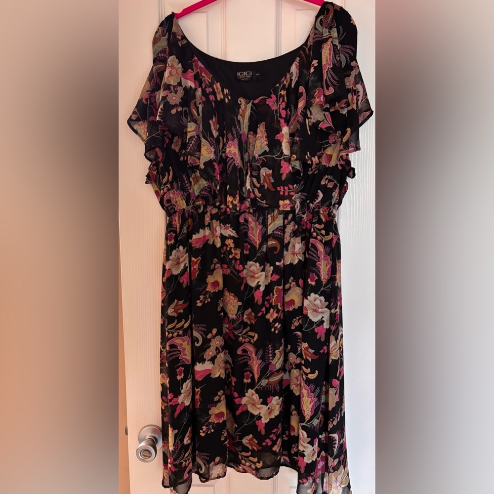 Igigi Black Dress with Floral Accents